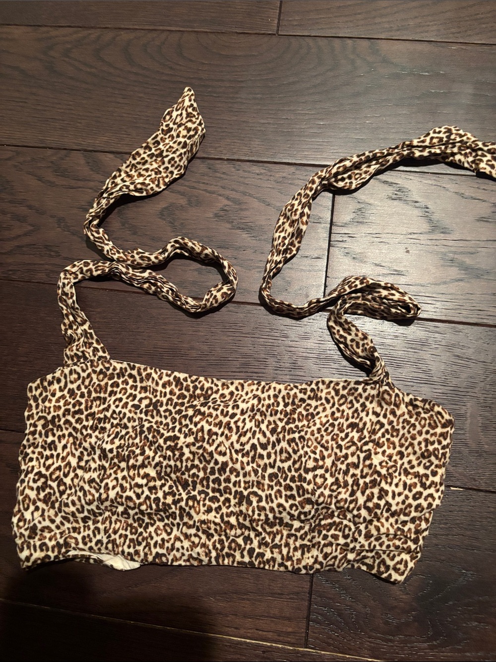 Olivaceous Leopard Print Tie-Shoulder Tank Top - Brown Tan Black